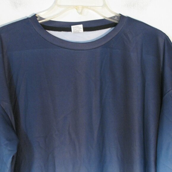 * Unbranded Blue Burnout Blouse XL New NWOT Silky Tunic Length - Picture 2 of 4